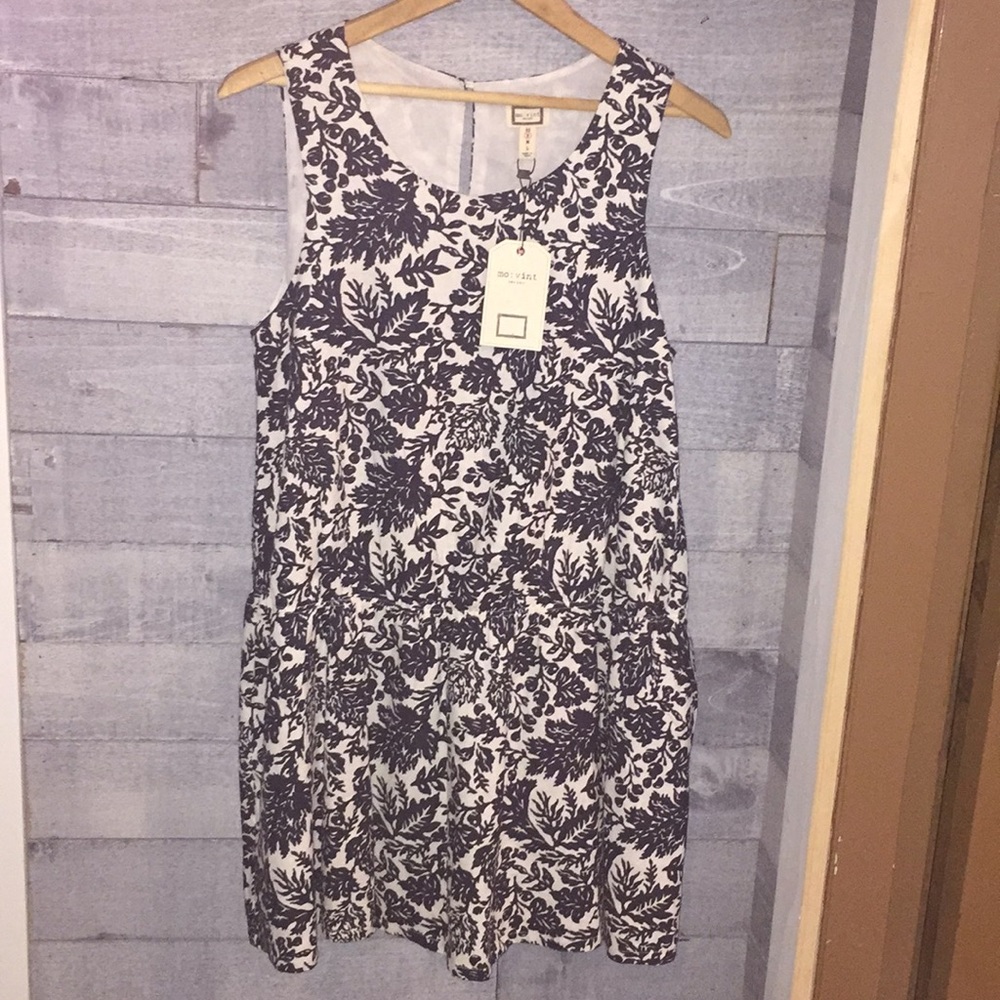 Mo:vint Sz Small Navy Blue/White Dress w/pockets